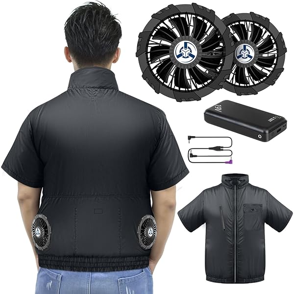 空調作業服 ファン付きベスト ファン付き作業服 32580mAh バッテリー付き WEIMALL 空調作業服 バッテリーセット ベスト ファン付きベスト